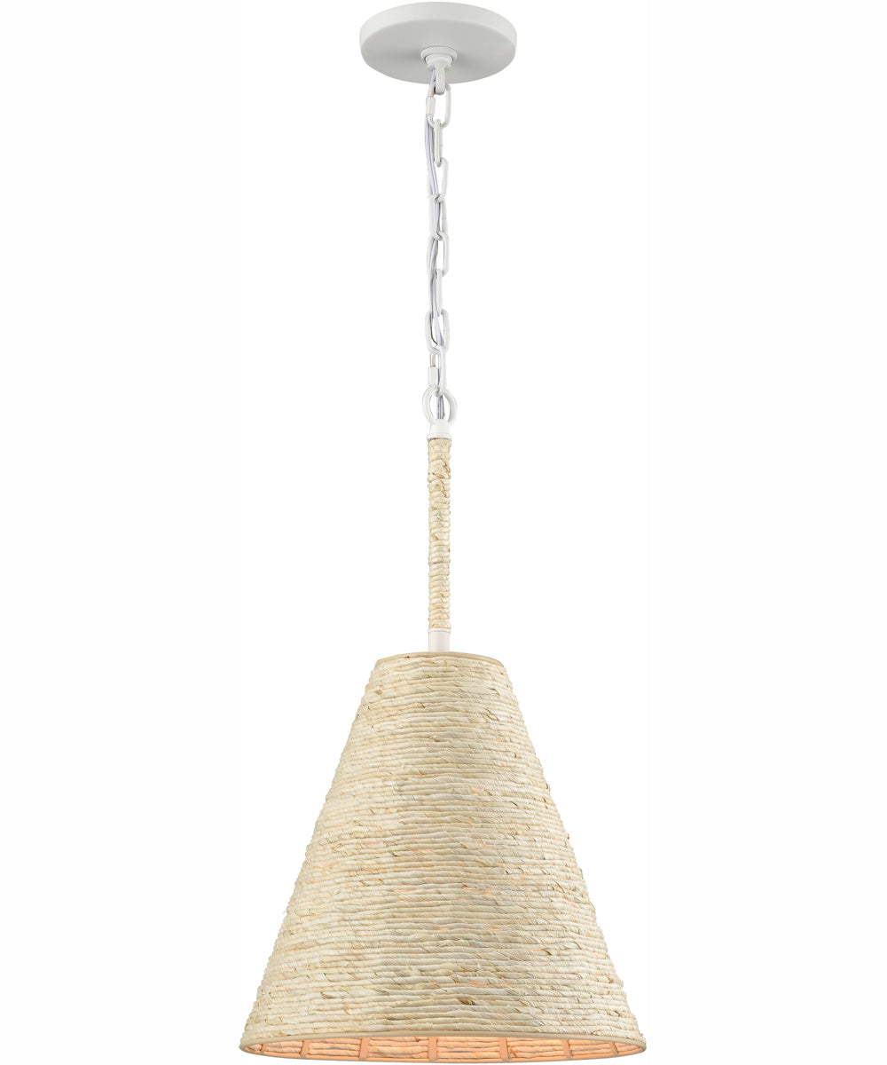 Abaca 12'' Wide 1-Light Pendant - Textured White