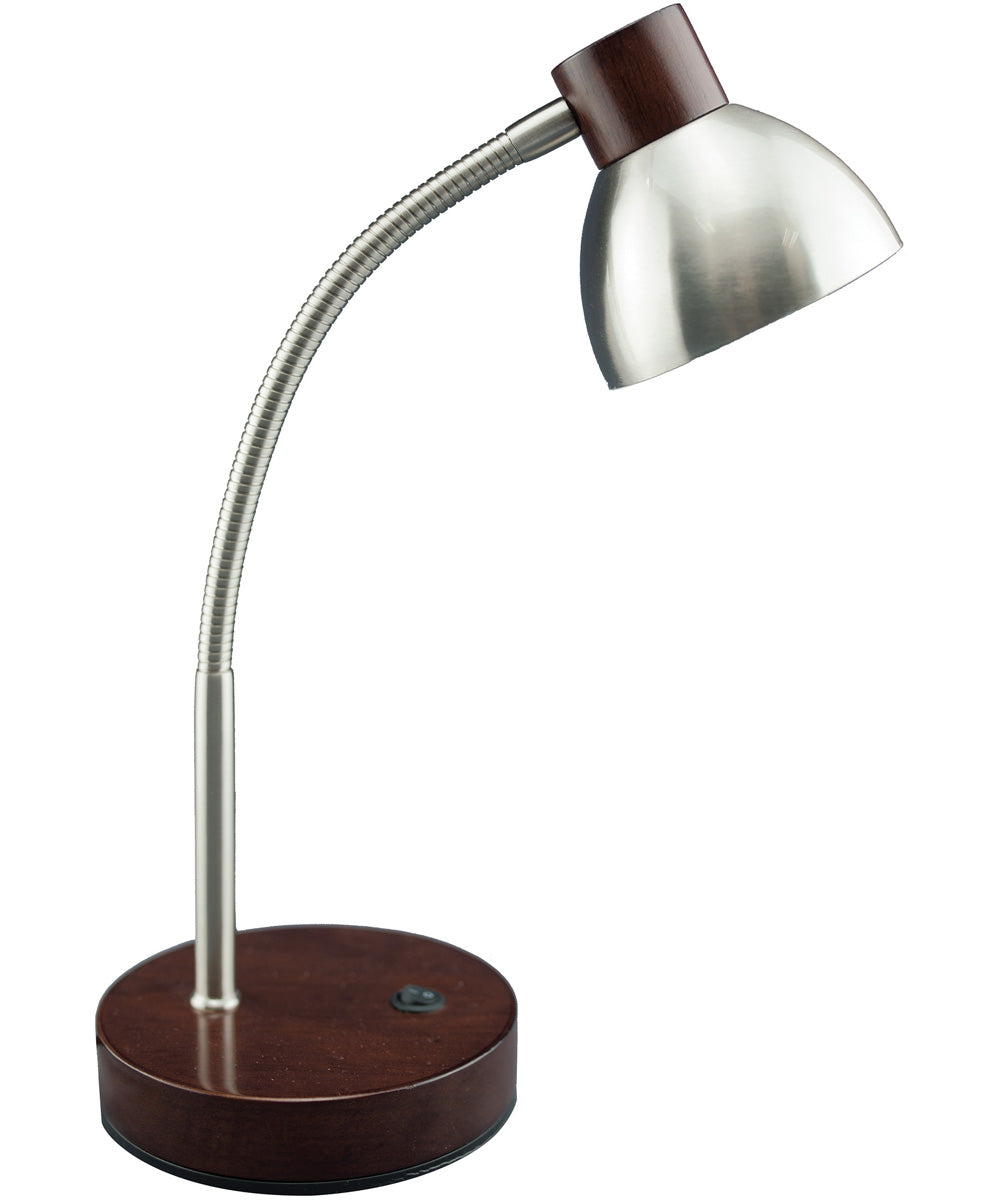 Eryx 1-Light Table Lamp Dark Oak Wood Base/Brushed Nickel