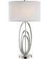 Bailee 1-Light Table Lamp Brush Nickel/White Fabric Shade