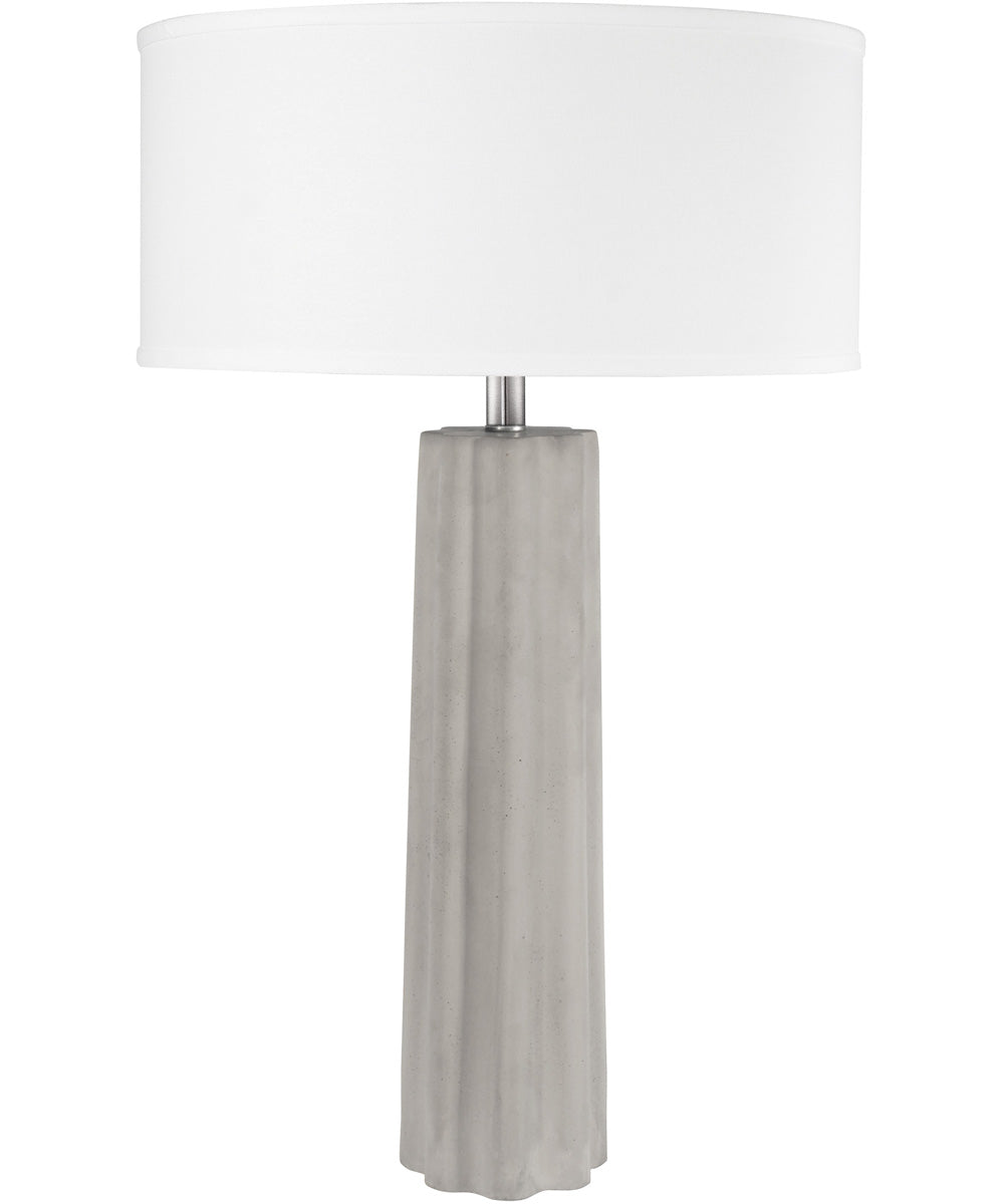 Clementine 1-Light Table Lamp Concrete Grey/White Linen Shade