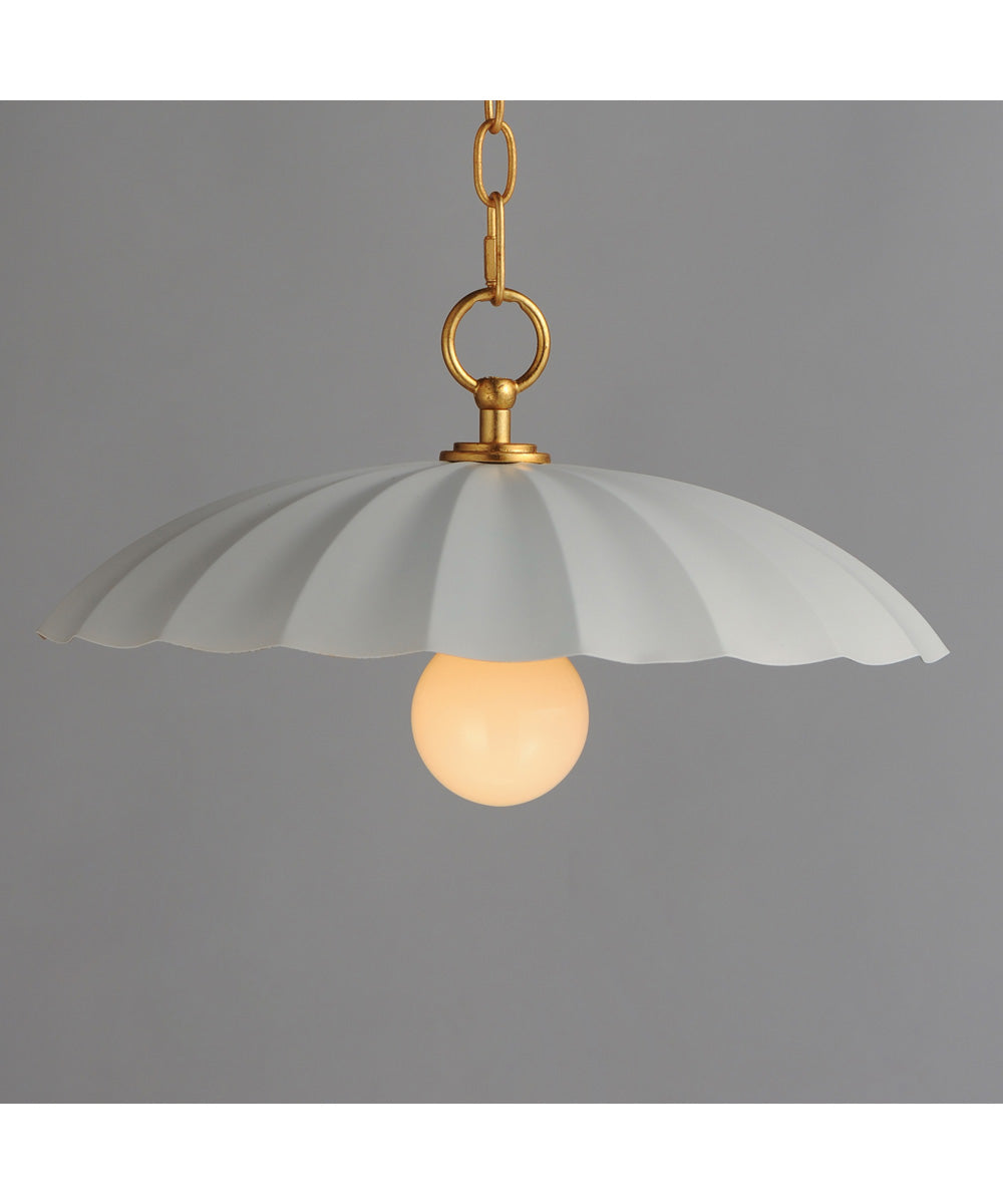 Primrose 1-Light Pendant Matte White / Gold Leaf