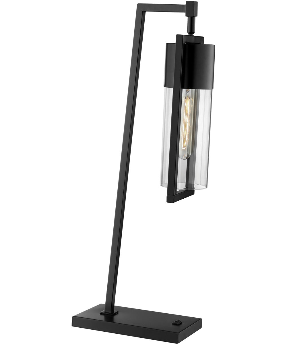 Norman 1-Light Table Lamp Black/Clear Glass Shade