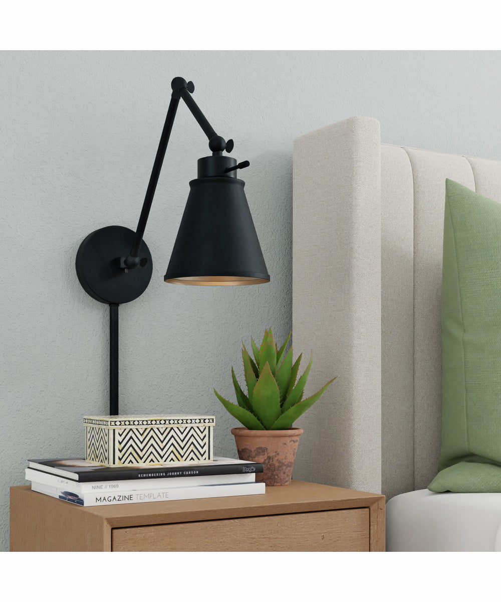 Shay 1-Light Plug In Sconce Matte Black, 6"W