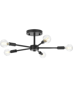 Delayne 5-Light Mid-Century Modern Semi-Flush Mount Light Matte Black