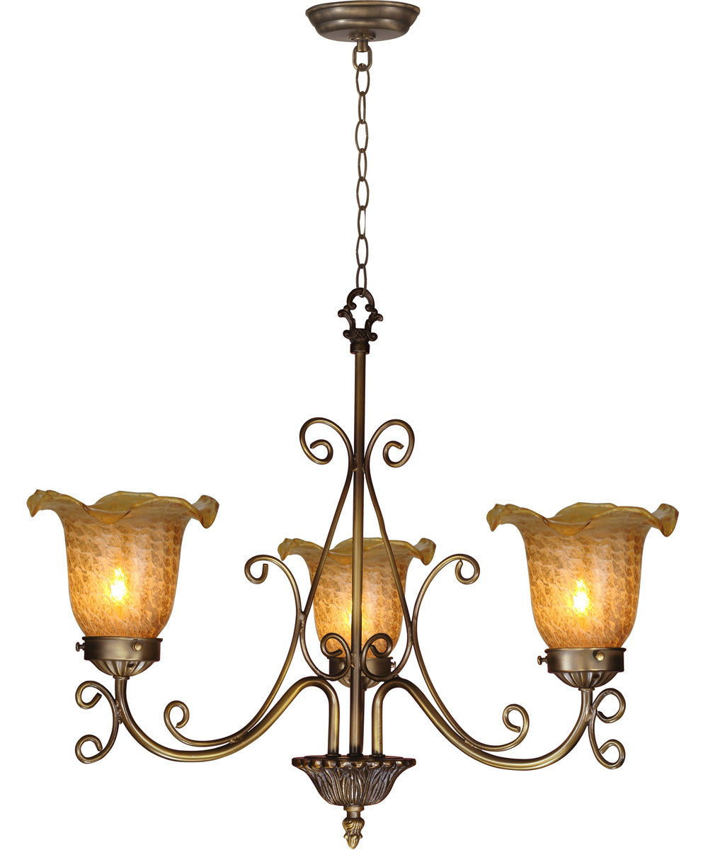 18.5 Inch W Luster Gold Hand Blown Art Glass Chandelier