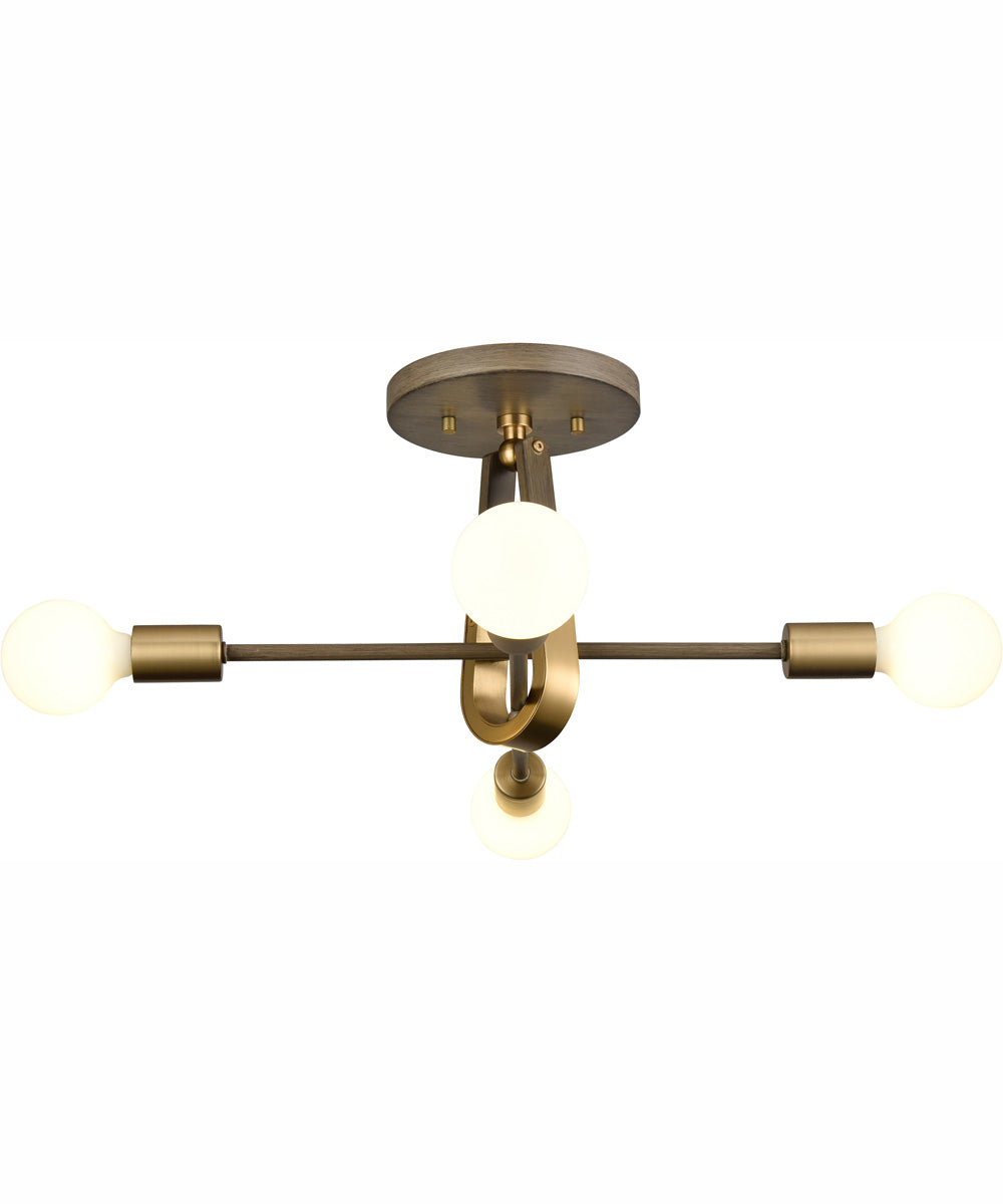 Sabine 20'' Wide 4-Light Semi Flush Mount - Pecan/Brushed Gold