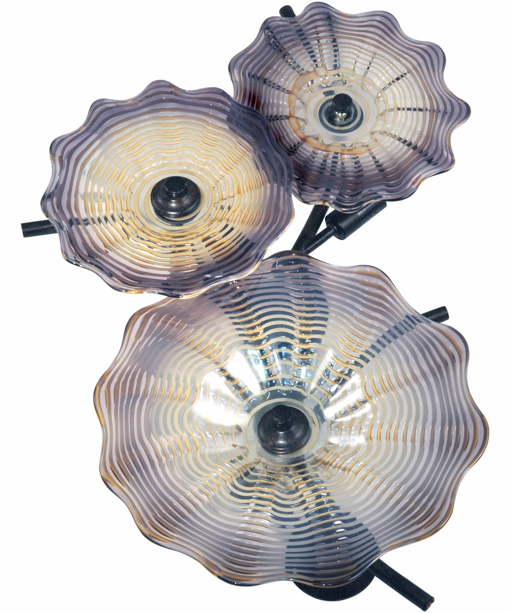 Impasto Hand Blown Art Glass Wall Light Fixture - 3 Piece