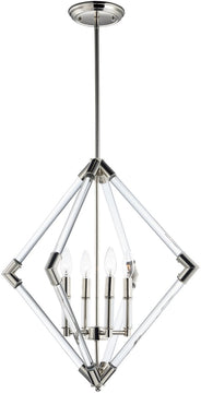 24"W Lucent 4-Light Pendant Polished Nickel