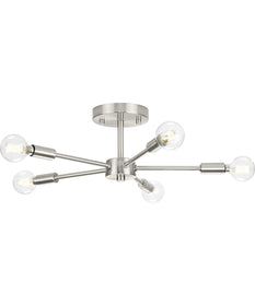 Delayne 5-Light Mid-Century Modern Semi-Flush Mount Light Brushed Nickel