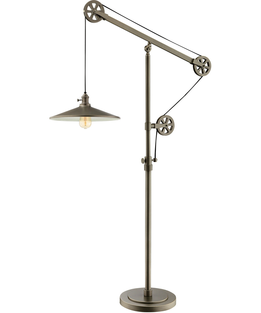 Garrad 1-Light Pulley Floor Lamp Antique Silver