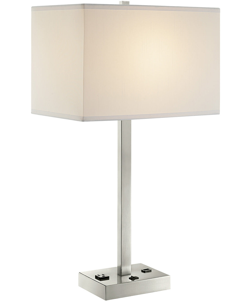 Quinn 1-Light Table Lamp Brushed Nickel/White Fabric Shade