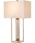 Noreen 1-Light Table Lamp Polished Gold/White Fabric Shade