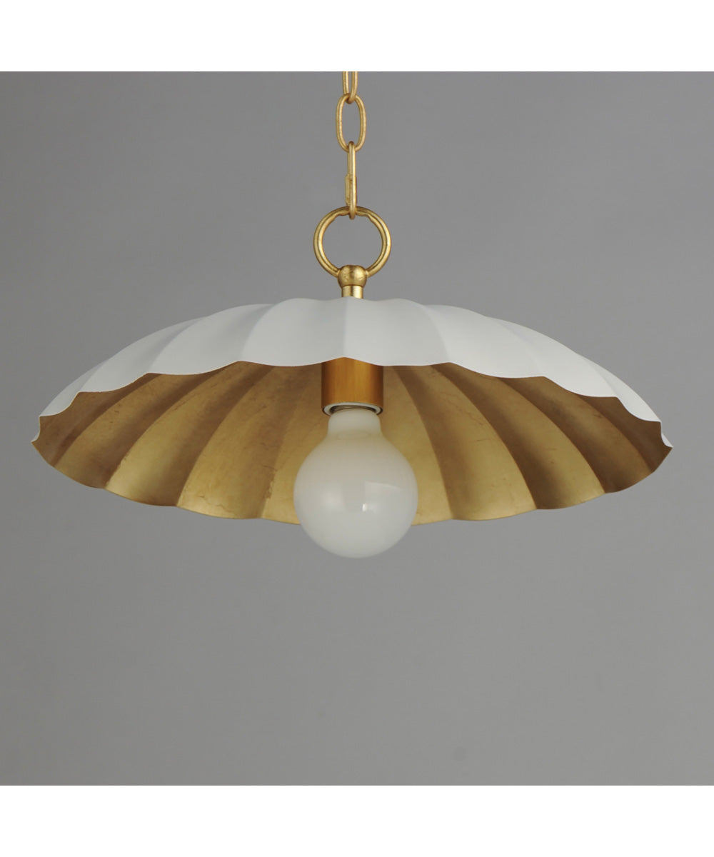 Primrose 1-Light Pendant Matte White / Gold Leaf