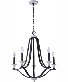 Esme 5-Light Chandelier Flat Black / Matte White