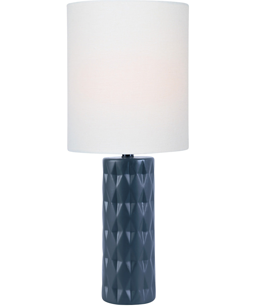 Delta 1-Light Table Lamp Navy Black Ceramichrome/ White Linen Shade