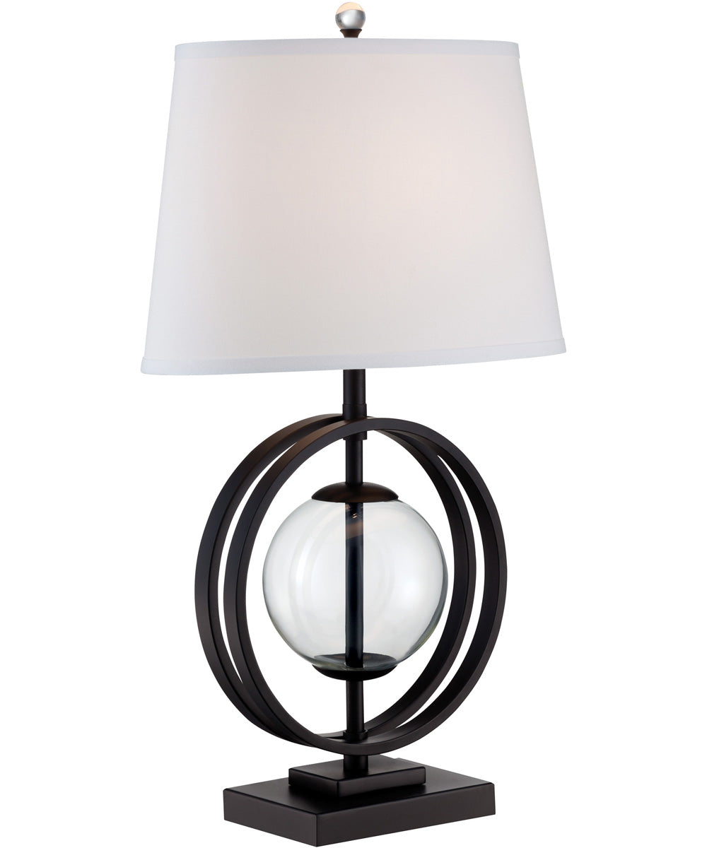 Herbert 1-Light Table Lamp Black/Clear Glass/Fabric Shade