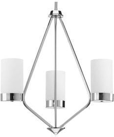 Elevate 3-Light Etched White Glass Mid-Century Modern Chandelier Light Polished Chrome