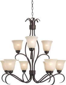 32"w Basix 9-Light Multi-Tier Chandelier Oil Rubbed Bronze