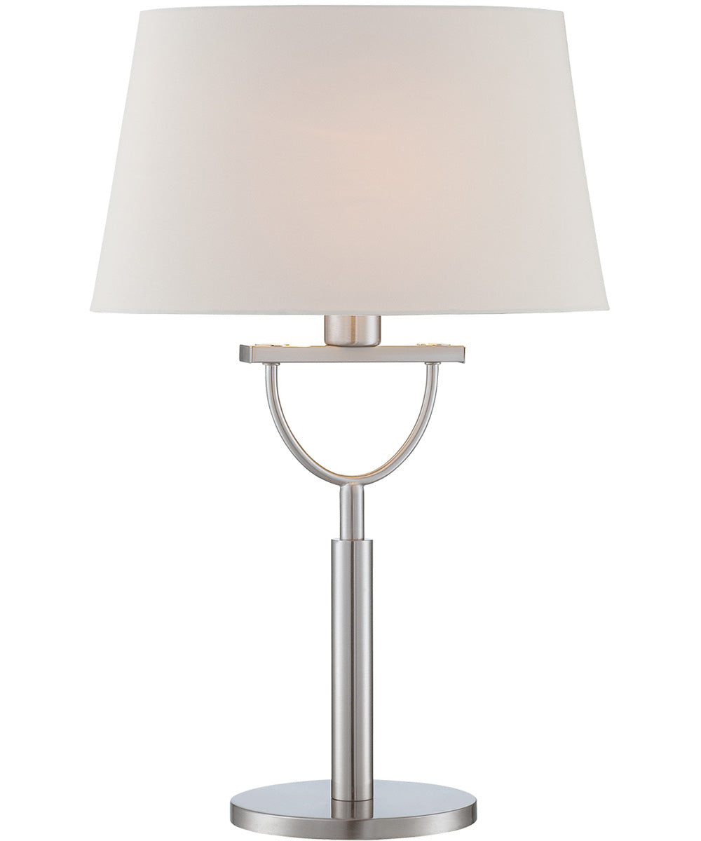 Cargan 1-Light Table Lamp Satin Chrome/White Fabric Shade