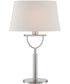 Cargan 1-Light Table Lamp Satin Chrome/White Fabric Shade