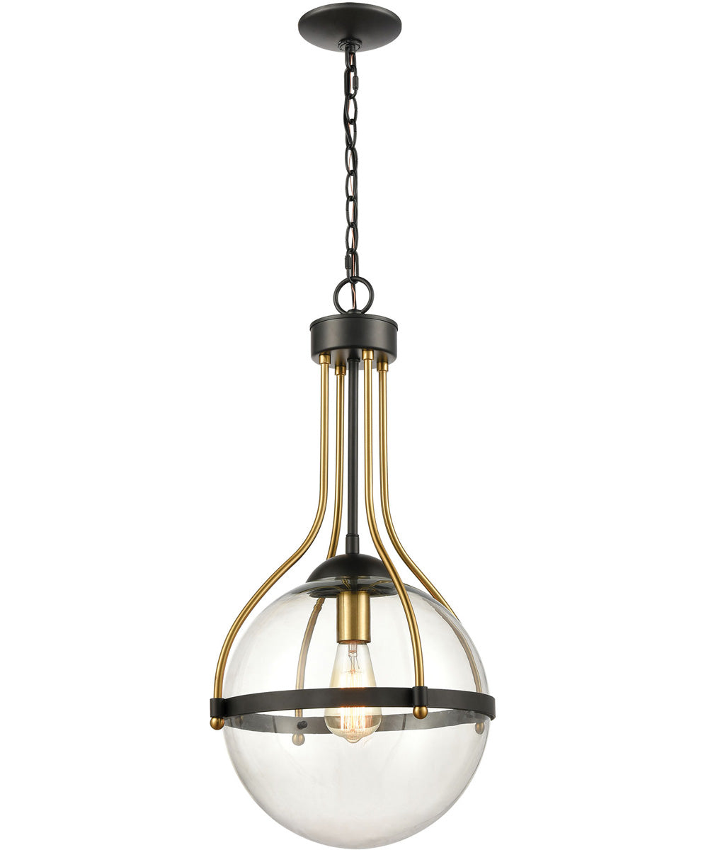 Vispon 1-Light Pendant Matte Black/Burnished Brass/Clear Glass