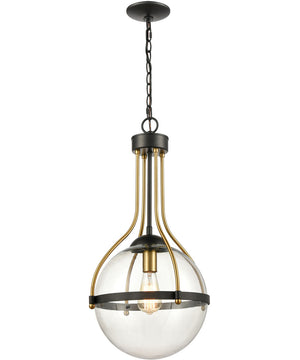 Vispon 1-Light Pendant Matte Black/Burnished Brass/Clear Glass