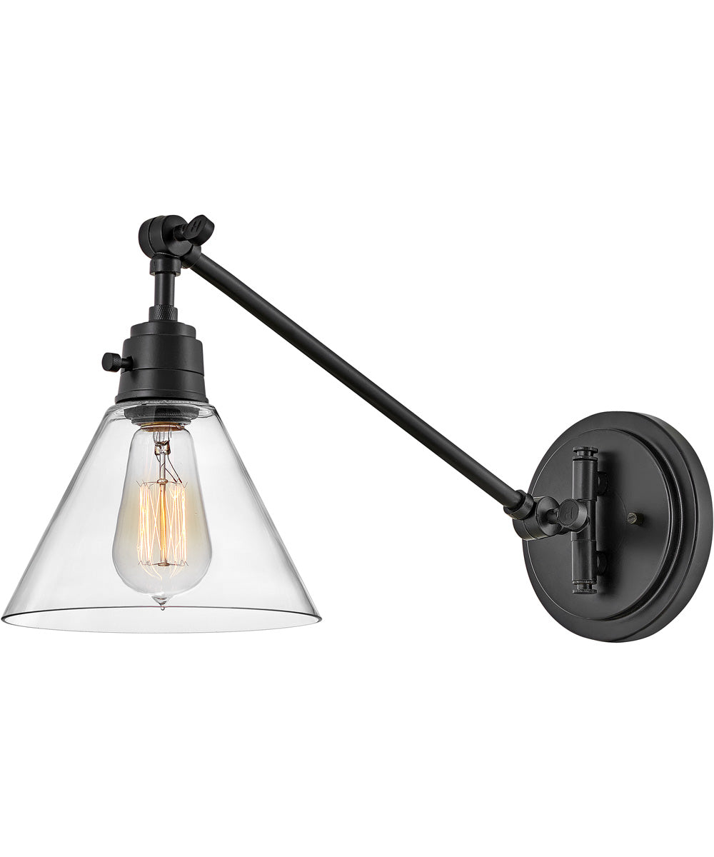 Arti 1-Light Small Single Light Sconce in Black with Clear glass