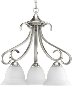 Torino 3-Light Etched Glass Transitional Chandelier Light Brushed Nickel