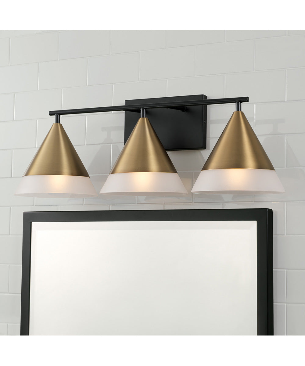 Avant 3-Light Vanity Aged Brass and Black