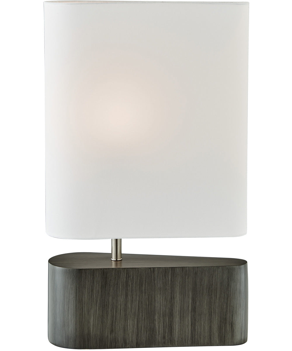 Goslin 1-Light Table Lamp Charcoal Grey/White Linen Shade