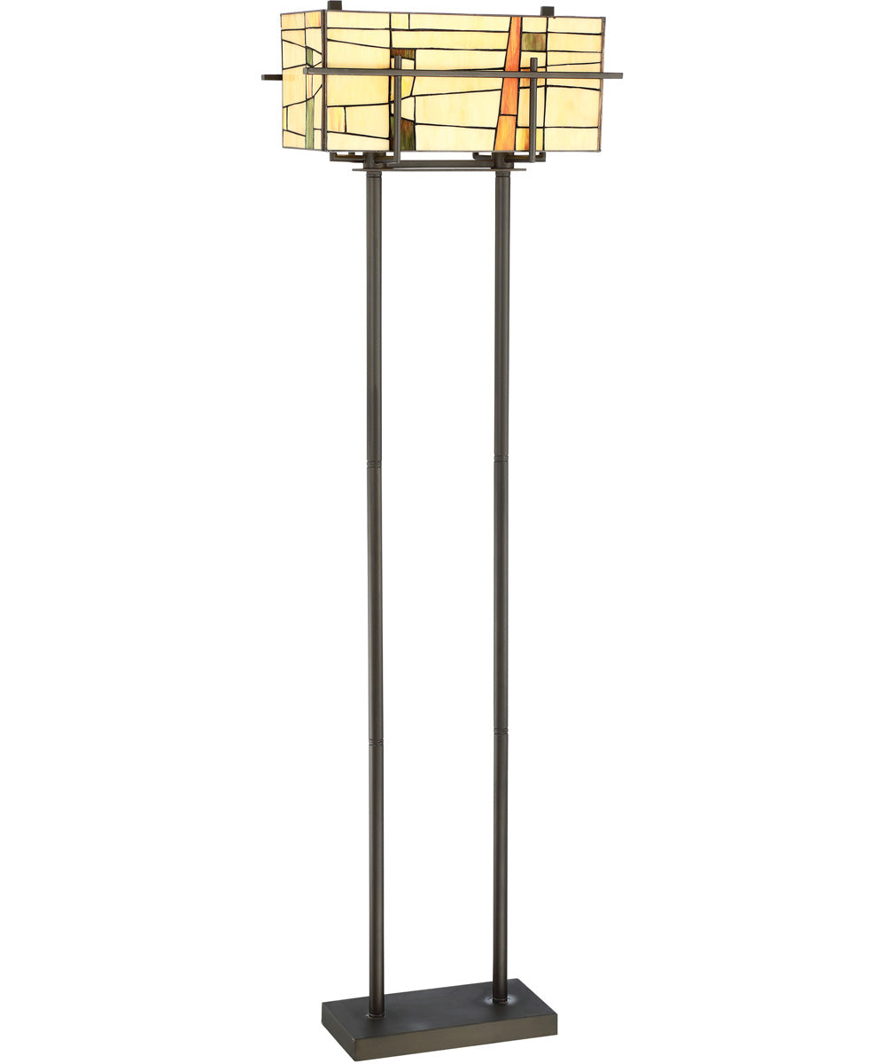 Mansur 2-Light Floor Lamp Dark Bronze/Tiffany Shade