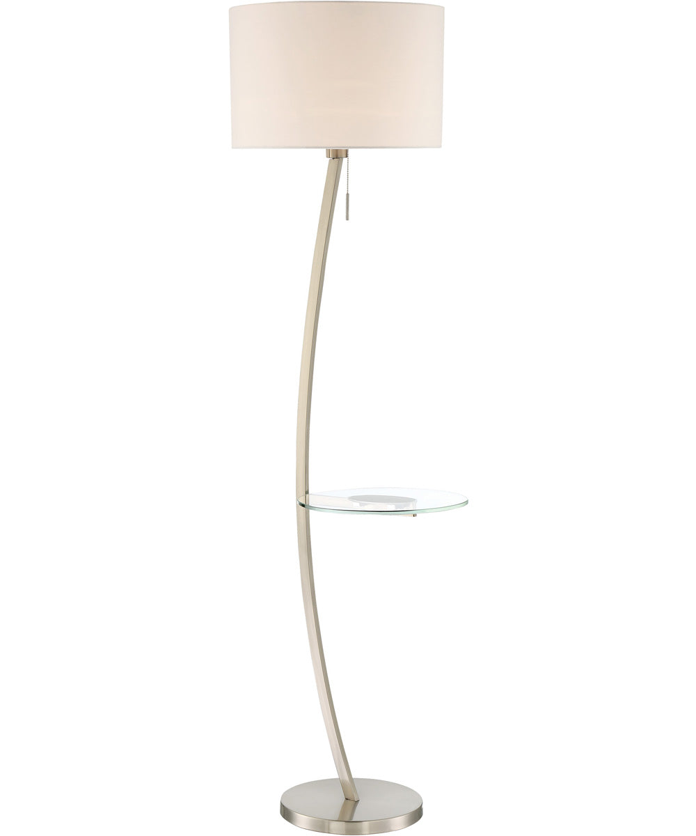 Lilith 1-Light Floor Lamp W/Table Satin Chrome/White Fabric