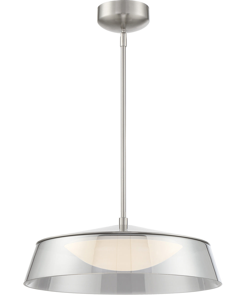 Noor 1-Light Led Pendant Lamp Brushed Nickel/Smoke Outer Glass