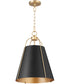 1-light Pendant Matte Black w/ Aged Brass