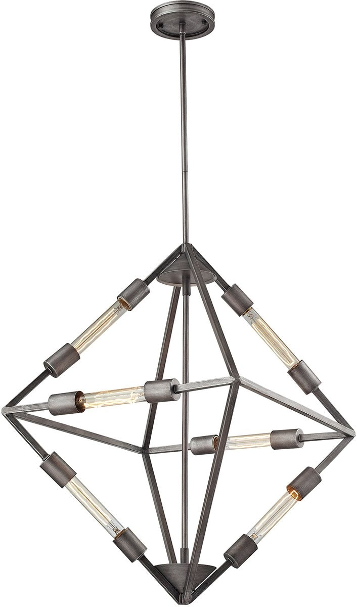 20"W Laboratory 6-Light Chandelier Weathered Zinc - Bulbs Included