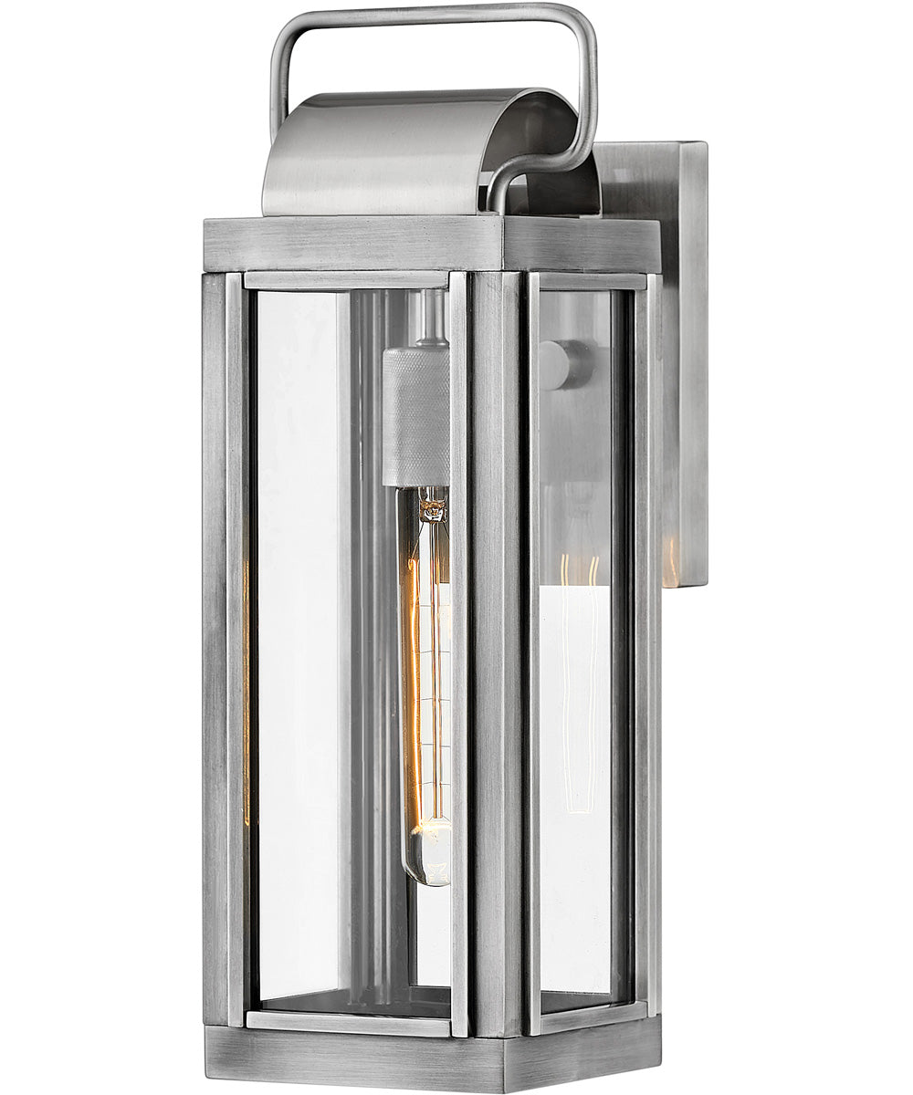 Sag Harbor 1-Light Small Outdoor Wall Mount Lantern in Antique Brushed Aluminum