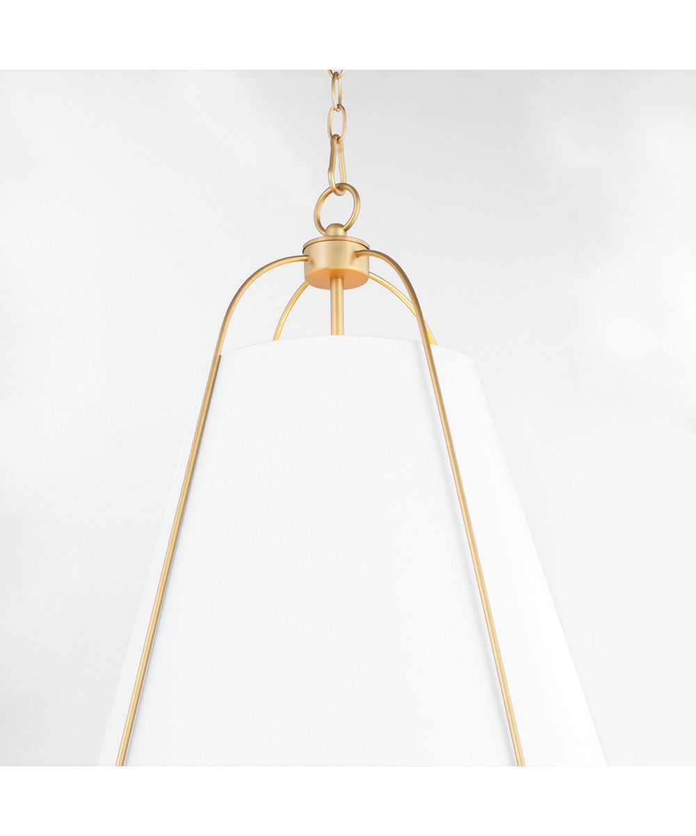 3-light Pendant Studio White w/ Aged Brass