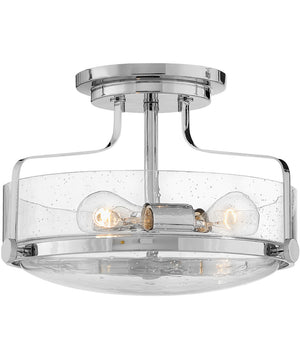 Harper 3-Light Medium Semi-Flush Mount in Chrome with Clear Seedy glass