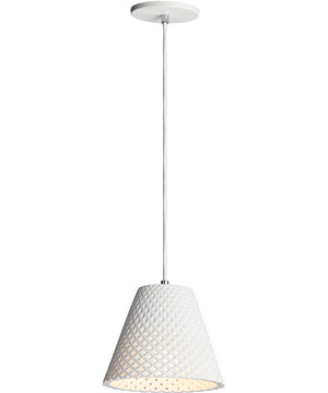 9"W Woven 1-Light Pendant White