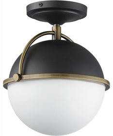 Duke 1-Light Semi Flush Mount Black/Weathered Brass