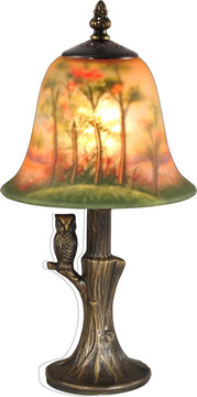 14"H Owl Glass Accent Lamp Antique Bronze