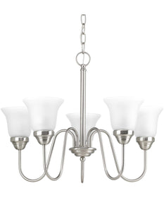 Classic 5-Light Etched Glass Traditional Chandelier Light Brushed Nickel