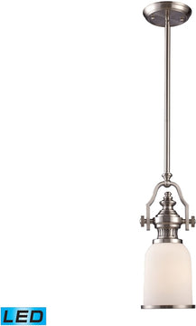 6"W Chadwick 1-Light LED Mini Pendant Satin Nickel/White Glass