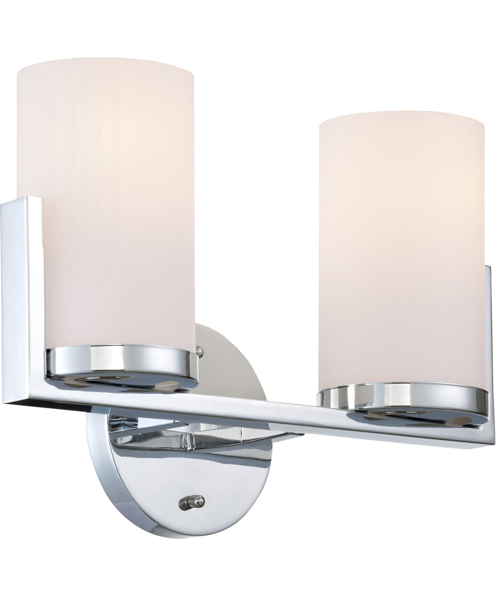 Caesarea 2-Light 2-Light Vanity Chrome/Frost Glass Shade