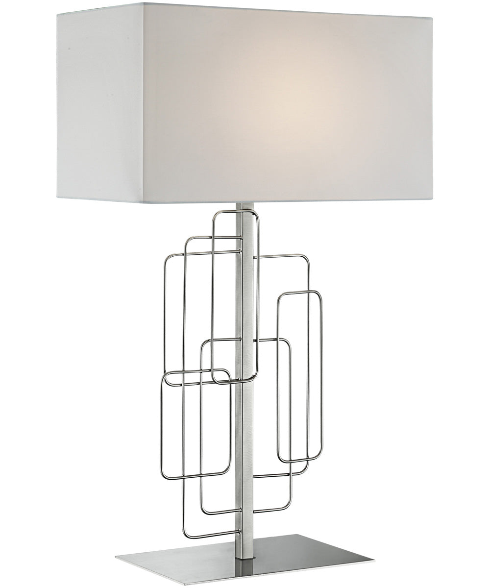 Fayth 1-Light Table Lamp Brushed Nickel/White Fabric Shade