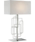 Fayth 1-Light Table Lamp Brushed Nickel/White Fabric Shade