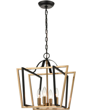 Bridgette 4-Light Pendant Matte Black/Satin Brass