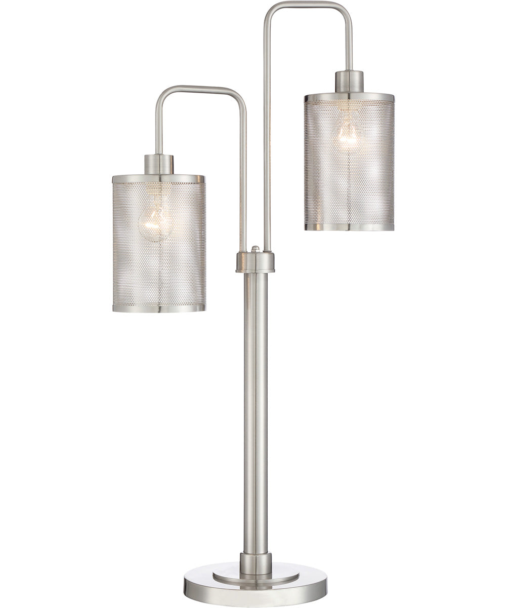 Arison 2-Light 2-Light Table Lamp Brushed Nickel/Metal Shade