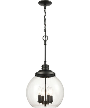 Chandra 4-Light Pendant Matte Black/Clear Glass