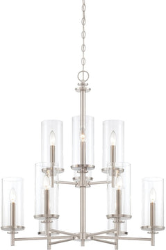 29"W Harlowe 9-Light Chandelier Satin Platinum